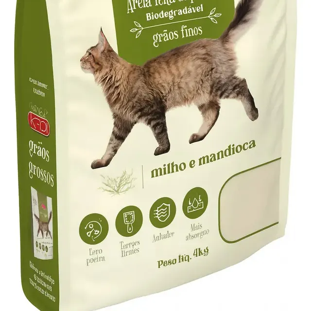 Areia Sanitária Kadi 4kg Grãos Finos Biodegradável Gatos, aquela areia que vira torroes