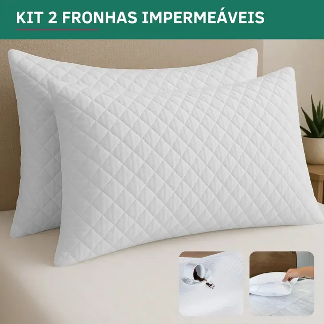 Kit 2 Capa Travesseiro Impermeavel Fronha Resistente Matelado Travesseiro