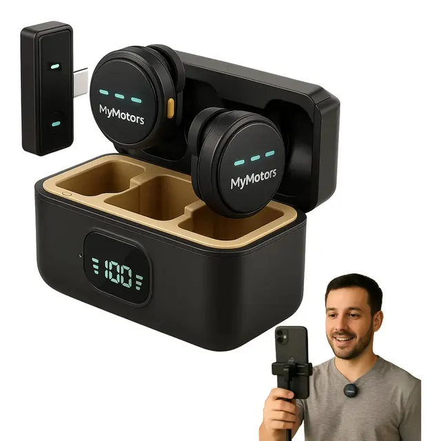 Microfone Lapela Mymotors Preto Sem Fio Tipo C